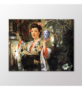 Arty Tablo Young Lady Holding Japanese Objects Tablo (Karışık)