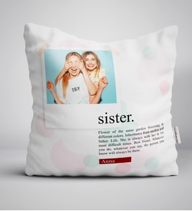 BK Gift Kişiye Özel Fotoğraflı Sister Yastık (Beyaz)