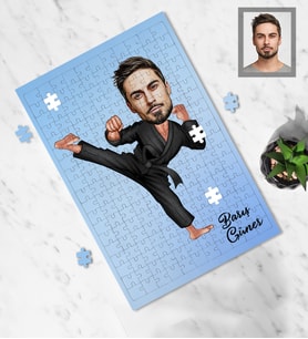 Kişiye Özel Sporcu Karikatürlü A3 130 Parça Puzzle Bay-5