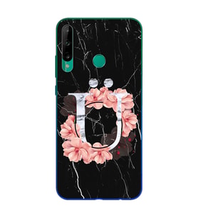 Mermer Çiçekli Harf Tasarım Süper Şeffaf Silikon Telefon Kılıfı Huawei P40 Lite 