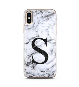 Iphone Xs Max Beyaz Mermer Harf Tasarımlı Telefon Kılıfı S-Harfi 