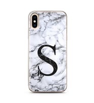 Iphone Xs Max Beyaz Mermer Harf Tasarımlı Telefon Kılıfı S-Harfi 