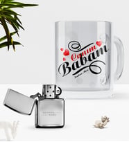 BK Gift Kişiye Özel Canım Babam Cam Kupa Bardak Benzinli Çakmak Seti-7 (Model 1)