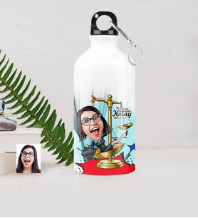 BK Gift Kişiye Özel Bayan Avukat Karikatürlü Metal Suluk 500 Ml 4