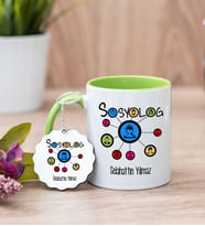Sosyolog Yeşil Kupa Bardak Ve Anahtarlık Set
