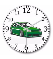 Stanced out Golf Mk4 Green  Duvar Saati Bombeli Gercek Cam