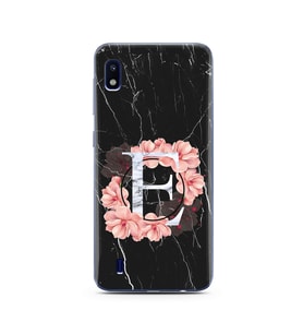 Mermer Çiçekli Harf Tasarım Süper Şeffaf Silikon Telefon Kılıfı Samsung A10 E-Ha