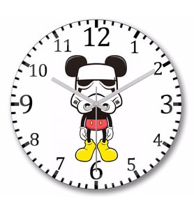 Mickey Mouse Vader Mouse Duvar Saati Bombeli Gercek Cam