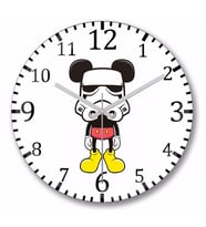 Mickey Mouse Vader Mouse Duvar Saati Bombeli Gercek Cam