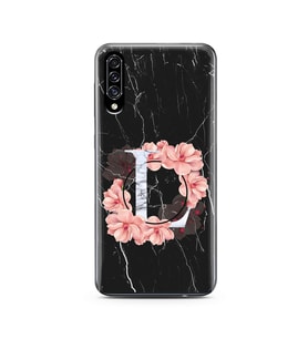 Mermer Çiçekli Harf Tasarım Süper Şeffaf Silikon Telefon Kılıfı Samsung A30s L-H