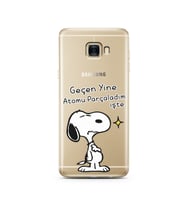Snoopy Tasarımlı Süper Şeffaf Silikon Telefon Kılıfı Samsung C7  