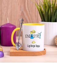 Endüstri Mühendisi Ahşap Altlıklı Sarı Kupa Bardak