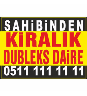 Sahibinden Kiralık Dubleks Daire Branda Afişi (Sarı Siyah Renk)