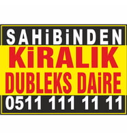 Sahibinden Kiralık Dubleks Daire Branda Afişi (Sarı Siyah Renk)