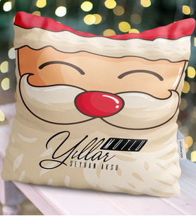 BK Gift Kişiye Özel Yılbaşı Noel Baba Temalı  Yastık - 6