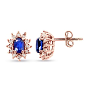 Rose Safir Pırlanta Küpe