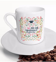 BK Gift Kişiye Özel En İyi Öğretmen Türk Kahvesi Fincanı-15 (Beyaz)