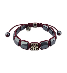 Vaoov 925 Ayar Gümüş Hematit Taşlı Bileklik (Koyu Gri)
