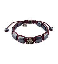 Vaoov 925 Ayar Gümüş Hematit Taşlı Bileklik (Koyu Gri)