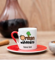Orman Mühendisi Kırmızı Türk Kahvesi Fincanı