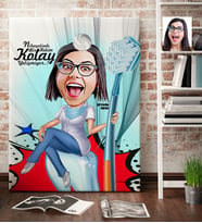 BK Gift Kişiye Özel Bayan Diş Hekimi Karikatür Kanvas Tablo 70x100cm 3