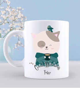 BK Gift Kişiye Özel Good Morning Tasarımlı Beyaz Kupa Bardak-2