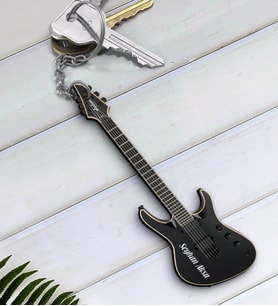 BK Gift Kişiye Özel İsimli Bas Gitar Enstrüman Ahşap Anahtarlık-3 (Beyaz)
