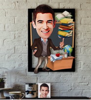 BK Gift Kişiye Özel Bay Öğretmen Karikatürlü 3D Ahşap Tablo-2