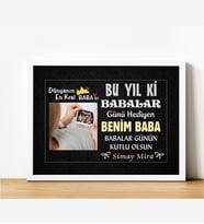Dünyanın En Kral Babası Bu Yıl Ki Babalar Günü Hediyen Benim Kişiye Özel Ahşap Tasarım Çerçeve 21x30 cm