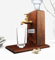 BK Gift Kişiye Özel Musluklu Doğal Ahşap Rakı Standı-Ceviz