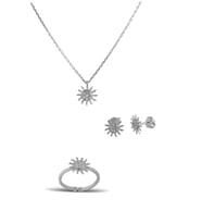 Güneş Gümüş Set İnlove Gümüş Kolye Set Takı (Beyaz)