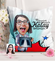 BK Gift Kişiye Özel Bayan Radyoloji Uzmanı Karikatürlü  Yastık  1