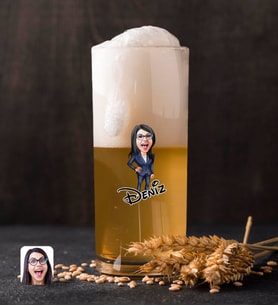 BK Gift Kişiye Özel Kadın Patron Karikatürlü Renkli Baskılı Hiball Bira Bardağı-4 (Beyaz)