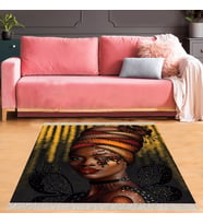 Afrika Desenli Afrikalı Kadın Halı Dijital Baskı Yıkanabilir Modern Salon Halı ve Yolluk (Karışık)