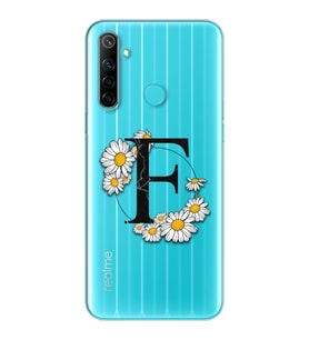 Papatya Harf Tasarım Süper Şeffaf Silikon Telefon Kılıfı Oppo Realmi 6i F-Harfi