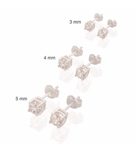Zirkon Taşlı Tek Taş Model Üçlü Gümüş Küpe Set (Beyaz)