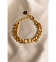Kadın Gold Cd Harfli Christian Dior Model Kalın Zincir Bileklik Altın Renk