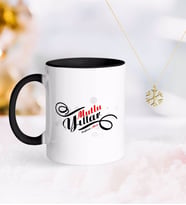BK Gift Kişiye Özel Yılbaşı Mutlu Yıllar Siyah Kupa ve Kar Tanesi Kolye-6 (Model 1)