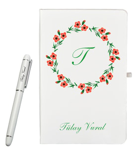 Kişiye Özel Hazırlanmış Hediye Defter ve Roller Kalem Seti