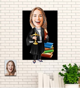 Kişiye Özel Hediye Avukat Karikatürlü Uv Baskılı Ahşap Tablo