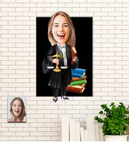 Kişiye Özel Hediye Avukat Karikatürlü Uv Baskılı Ahşap Tablo