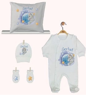 Pia Baby Gl 1939-04 İsme Özel Yastık Tulum Set