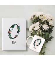 BK Gift Kişiye Özel Harf Tasarımlı Beyaz Defter ve Kupa Hediye Seti-30 (Model 1)