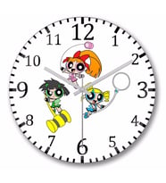Powerpuff Girls   Duvar   Saati   Bombeli Gercek Cam