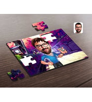 BK Gift Kişiye Özel Erkek Antrenör Karikatürlü Ahşap Puzzle-1