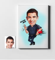 BK Gift Kişiye Özel Bay Polis Karikatür Kanvas Tablo 50x70cm 2