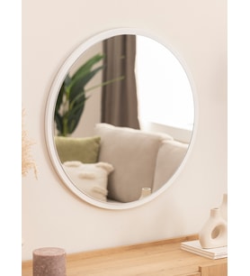 Dfn Wood Beyaz  Mdf Yuvarlak Duvar Salon Banyo Aynası