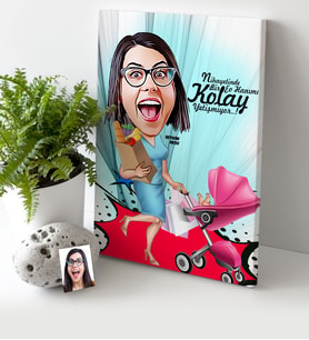 BK Gift Kişiye Özel Ev Hanımı Karikatür Kanvas Tablo 30x50cm 1