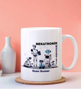 Kişiye Özel Mekatronik Mühendisi Tasarımlı Beyaz Kupa
