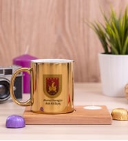 Kara Kuvvetleri Ahşap Altlıklı Mumlu Gold Kupa Bardak